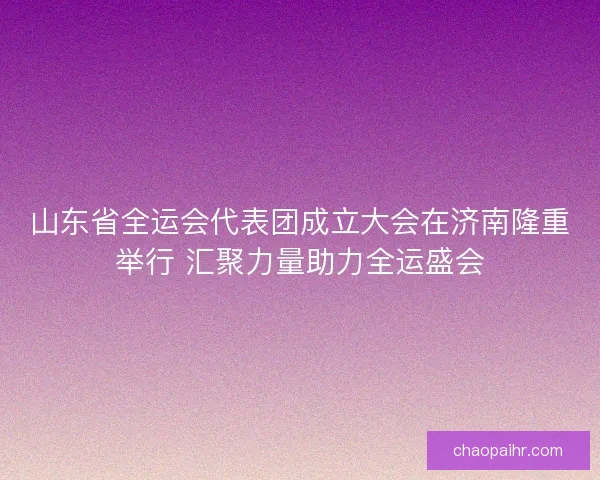 山东省全运会代表团成立大会在济南隆重举行 汇聚力量助力全运盛会 山东省全运会代表团成立大会在济南隆重举行 汇聚力量助力全运盛会